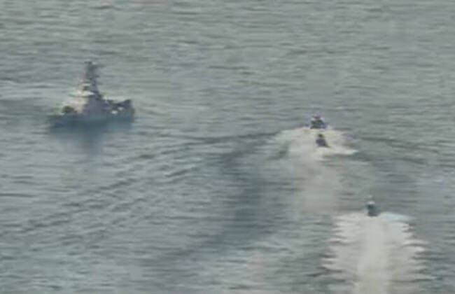 April 15, 2020, Arabian Gulf: NORTH ARABIAN GULF (April 15, 2020) Iranian Islamic Revolutionary Guard Corps Navy (IRGCN) vessels conducted unsafe and unprofessional actions against U.S. Military ships by crossing the shipsÃ¢â‚¬â ¢ bows and sterns at close range while operating in international waters of the North Arabian Gulf. U.S. forces are conducting joint interoperability operations in support of maritime security in the U.S. 5th Fleet area of operations...Where: Arabian Gulf.When: 15 Apr 2020.Credit: Cover Images..**Editorial use only.VIDEO AVAILABLE: info@cover-images.com* Arabian Gulf - ZUMAc218 20200415_zia_c218_026 Copyright: xCOVERxImagesx