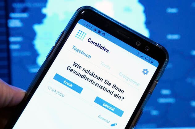 CoroNotes-App vom Max-Plack Institut zum Sammeln von Daten zur Bekämpfung des Corona-Virus