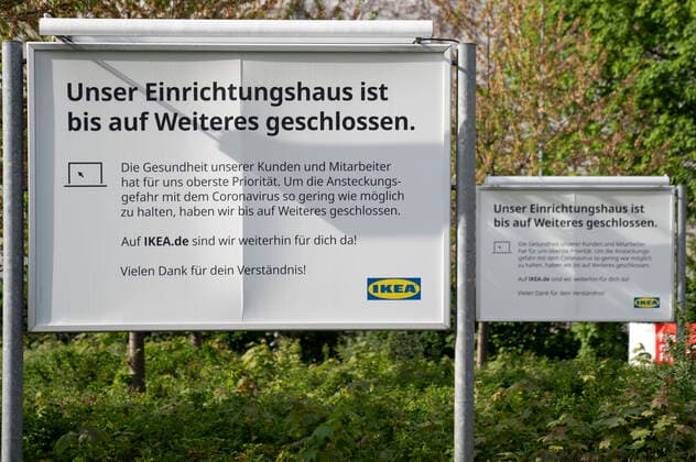 Die Filialen der schwedischen Möbelhauskette IKEA bleiben wegen der in der Coronakrise in NRW weiterhin geschlossen. Köln, 19.04.2020