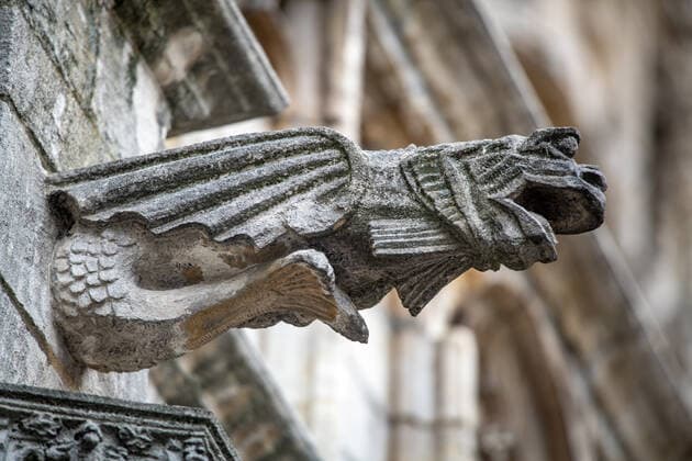 Gothic style gargoyles and statues on the facade of buildings in the Grand Place, , Brussels, Belgium. Brussels Belgium Copyright: xEdwinxRemsbergx xVWPicsx ERE-remsberg_190716103040