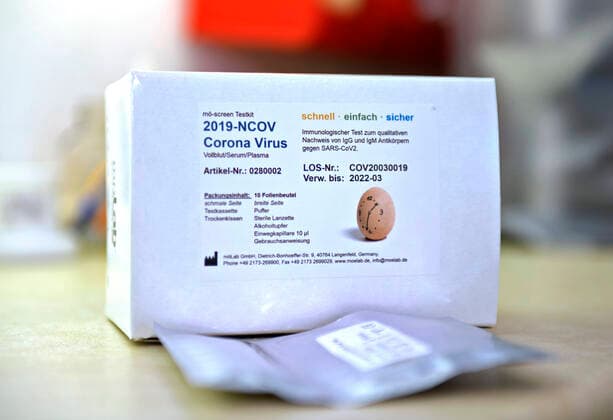 22.04.2020, COVID-19 Antikörper-Test-Kit, Corona Virus Schnelltest ist ein schneller chromatographischer Immunoassay zum qualitativen Nachweis von IgG- und IgM-Antikörpern gegen SARS-CoV-2 im menschlichen Vollblut, Serum oder Plasma als Hilfe bei der Diagnose von primären und sekundären SARS-CoV-2-Infektionen. 22.04.2020, Corona-Virus Antikörper-Test 22.04.2020, Corona-Virus Antikörper-Test