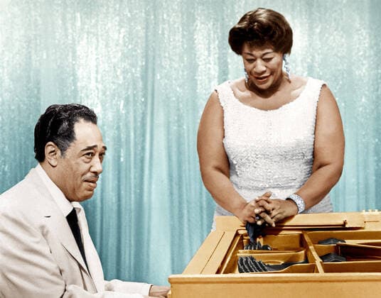THE BELL TELEPHONE HOUR, from left: Duke Ellington, Ella Fitzgerald, (aired February 10, 1959), 1959-68. Courtesy Everett Collection !ACHTUNG AUFNAHMEDATUM GESCHÃ„TZT! PUBLICATIONXNOTxINxCANxCHNxFRAxITAxJPNxNORxPOLxRUSxESPxUKxUSA Copyright: xCourtesyxEverettxCollectionx TCDBETE EC010