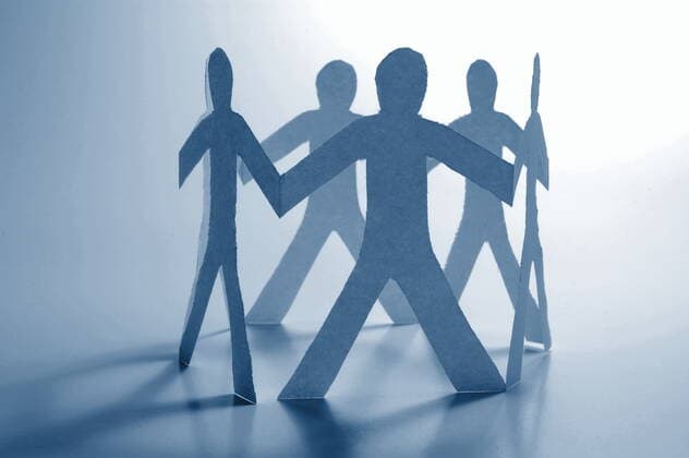 teamwork of paper man paper man showing concept for business teamwork and love  Copyright: xgunnar3000x 736096