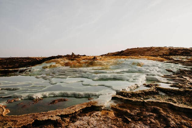 Water amidst volcanic landscape at Dallol Geothermal Area, Danakil Depression, Ethiopia, Afar LHPF01158
