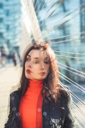 Double exposure of beautiful woman model released Symbolfoto MEUF00299