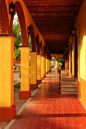 Sidewalk in Tlaquepaque district, Guadalajara, Mexico Covered sidewalk in Tlaquepaque shopping district in Guadalajara, Jalisco, Mexico  Copyright: xelenathewisex 757488
