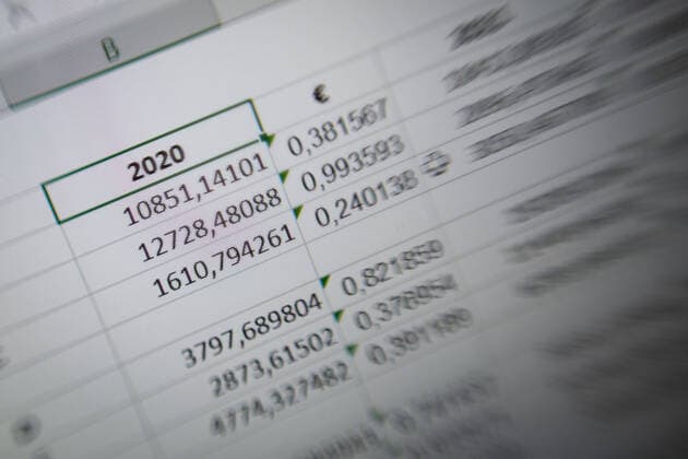 24.04.2020, xmkx, Stock , Symbolbild Geld Finanzen v.l. Finanztabelle, Zahlen, Euro, Symbolbild, Hessen Deutschland (DE)