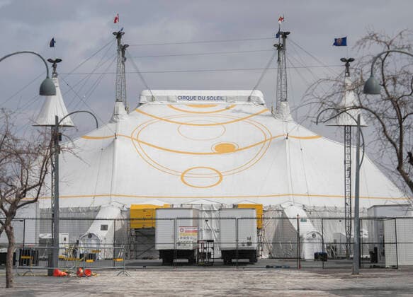 April 22, 2020 - Montreal, Canada - The Cirque Du Soleil Big Top is shown in the Old Port of Montreal, Quebec, Canada, Wednesday, April 22, 2020, as the COVID-19 pandemic continues in Canada and around the world. Montreal Canada - ZUMAh231 20200422_sha_h231_059 Copyright: xGrahamxHughesx