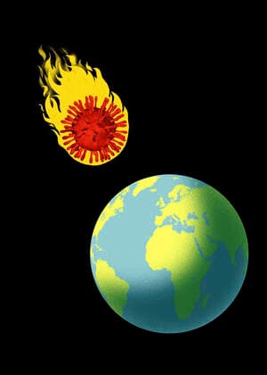 Coronavirus-Meteor mit Kurs auf die Erde Copyright: xThomasxKuhlenbeckx 12140072