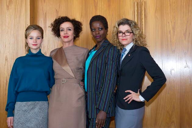 93 DEUTSCHLAND 86 , Sonja Gerhardt, Maria Schrader, Florence Kasumba, Anke Engelke, Photo Call am Set im Stasimuseum Berlin in der Zentrale des MfS, Berlin, 04.12.2017, Berlin Deutschland, germany *** 93 GERMANY 86 , Sonja Gerhardt, Maria Schrader, Florence Kasumba, Anke Engelke, Photo Call on Set at the Stasi Museum Berlin in the MfS Headquarters, Berlin, 04 12 2017, Berlin Germany, germany Copyright: xPOP-EYE ChristianxBehringx 10087749_DEUTSCHLAND_86_8280