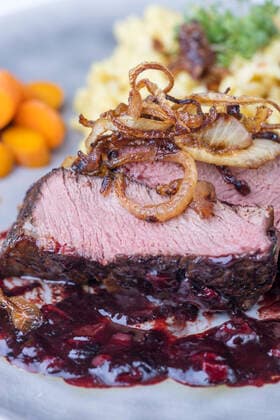 abendessen,zwiebelrostbraten *** dinner,onion roast beef jb1-kra