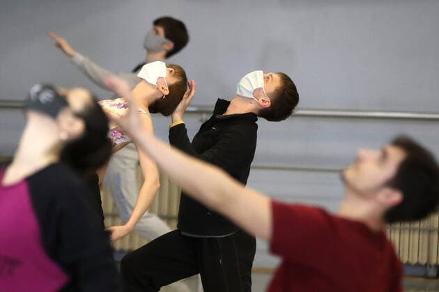 MINSK, BELARUS - MAY 22, 2020: Dancers of the National Academic Bolshoi Opera and Ballet Theater of the Republic of Belarus during a rehearsal of the ballet production of Edvard Grieg s Peer Gynt staged by Sergei Mikel at the small stage of Belarus Bolshoi Opera and Ballet Theater; the ballet is scheduled to premiere on September 8, 2020. Natalia Fedosenko TASS  TS0DA007