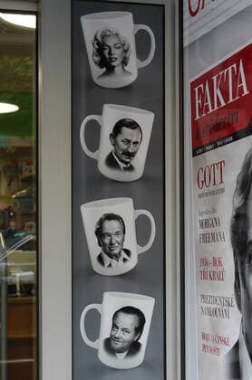 The chairman of the Holocaust Victims Fund, Michal Klima, has filed a criminal complaint against the publication of a calendar featuring Nazi leaders by the Nase vojsko publishers. The Israeli and German ambassadors to Prague also criticised the calendar. Mugs in the shop of the Nase vojsko (Our Army) publisher in Prague, Czech Republic, May 26, 2020. (CTKxPhoto MilosxRuml) CTKPhotoF202005270130101