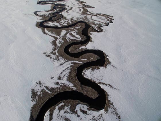 Hot Creek Winds Its Way Through A california Winter Landscape Lee Vining, CA, United States CR_GASU200408C-337597-01