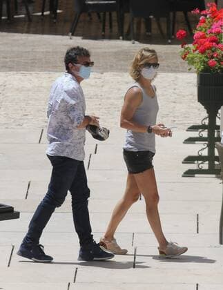 Actor Antonio Banderas with Maria Casado finalize the details of his new project in Malaga Cordon Press  FOTOSxLORENZOxCARNERO CORDONPRESS