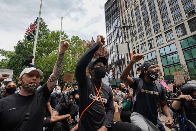 June 2, 2020, New York, NY, USA: Protesters demonstrate over the death of George Floyd by a Minneapolis police officer on June 2, 2020 in New York. New York USA - ZUMAb148 20200602_zap_b148_014 Copyright: xBryanxSmithx