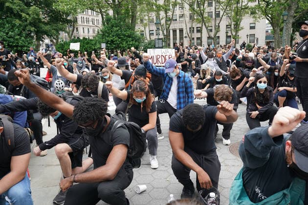 June 2, 2020, New York, NY, USA: Protesters demonstrate over the death of George Floyd by a Minneapolis police officer on June 2, 2020 in New York. New York USA - ZUMAb148 20200602_zap_b148_024 Copyright: xBryanxSmithx