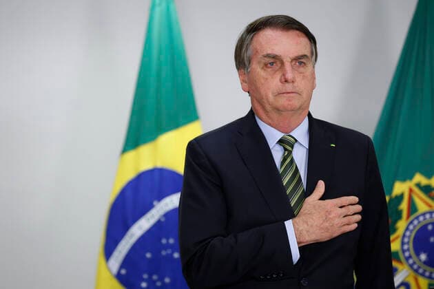 May 25, 2020, Brasilia, DF, Brazil: Brazilian President Jair Bolsonaro during a video conference inauguration ceremony for Ministers LuoÂ­s Roberto Barroso and Luiz Edson Fachin for the Superior Electoral Court at Planalto presidential palace May 25, 2020 in Brasilia, Brazil. Brasilia Brazil - ZUMAp138 20200525_zaa_p138_043 Copyright: xCarolinaxAntunes PresidentxBrazix