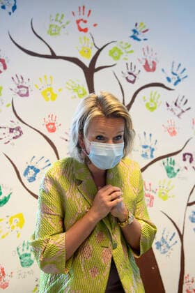 Queen Mathilde of Belgium pictured during a royal visit to La Baine, part of the asbl Amarrage, in Houtain-le-Val, Thursday 04 June 2020. The organisation is a youth aid service of the Federation-Wallonie-Bruxelles, assisting children and youngsters aged 3 to 18 years old who come from difficult home situations.  POOLxCHRISTOPHExLICOPPE 2506459