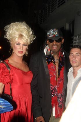 July 14, 2007, Miami, Florida, United States Of America: MIAMI BEACH, FL - JULY 14, 2007: Bad Boy Dennis Rodman and drag queen Elaine Lancaster attend the Jessica Simpson swimwear fashion show during Mercedes Benz Fashion Week: Miami Swim in the Cabana Grande tent at the Raleigh Hotel on July 14, 2007 in Miami Beach. ( Storms Media Group)..People: Dennis Rodman, Elaine Lancaster. Miami United States Of America - ZUMAn287 20070714_zaa_n287_002 Copyright: xSMGx
