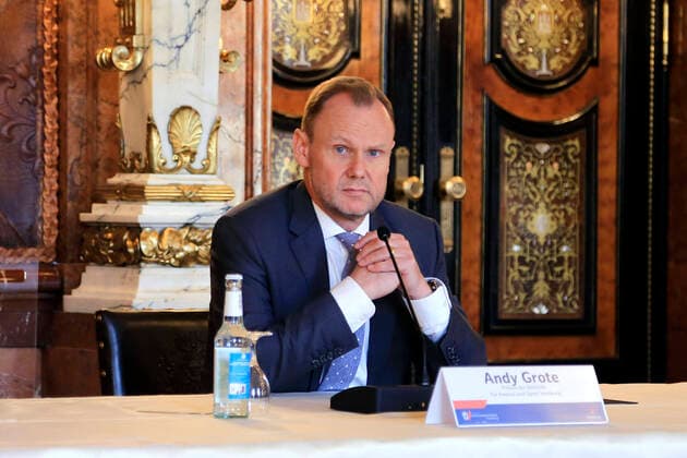 Andy Grote bei der Pressekonferenz zum Hamburger Verfassungsschutzbericht für das Jahr 2019 im Kaisersaal im Rathaus Hamburg. Hamburg, 05.06.2020