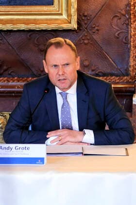 Andy Grote bei der Pressekonferenz zum Hamburger Verfassungsschutzbericht für das Jahr 2019 im Kaisersaal im Rathaus Hamburg. Hamburg, 05.06.2020
