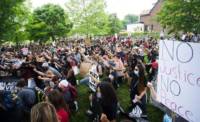 (200606) -- TORONTO, June 6, 2020 -- People take part in an anti-racism protest in Toronto, Canada, on June 6, 2020. Thousands of demonstrators gathered here on Saturday to protest against racism. (Photo by Xinhua) CANADA-TORONTO-ANTI-RACISM PROTEST ZouxZheng 