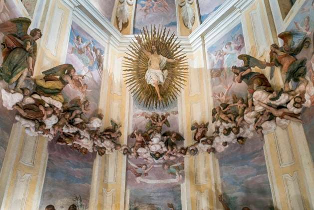  Terrakottafiguren, Christi Himmelfahrt, Kapelle XII, Wallfahrtsweg Sacro Monte di Varese, Barock, UNESCO Weltkulturerbe, Varese, Lombardei, Italien, Europa *** Terracotta figures, Ascension, Chapel XII, Pilgrimage route Sacro Monte di Varese, Baroque, UNESCO World Heritage, Varese, Lombardy, Italy, Europe Copyright: imageBROKER/MartinxJung ibljun05801612.jpg