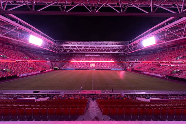 Night of Light; Düsseldorf, 22.06.2020 Düsseldorfer Venues in Rot, Merkur Spiel-Arena, Night of Light, 22.06.2020 in Düsseldorf Düsseldorf Merkur Spiel-Arena Düsseldorf Nordrhein-Westfalen Deutschland Copyright: xBEAUTIFULxSPORTS KennyxBeelex