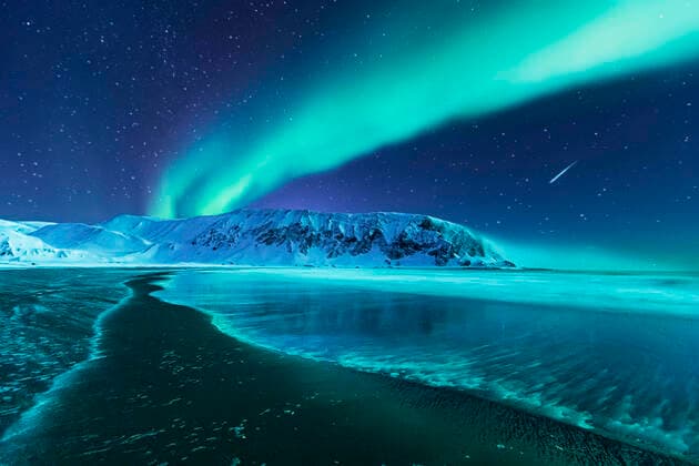 Northern lights above the beach, Berlevag, Norway WVF01603