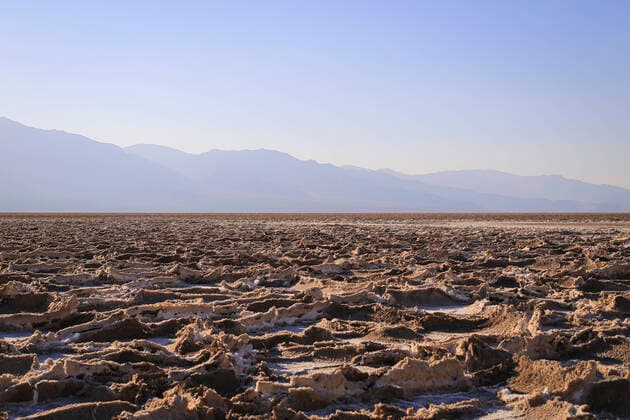 Medium angle landscape shot of Badwater Basin, Death Valley NP Death Valley Junction, CA, United States CR_MAKO200611D-393920-01