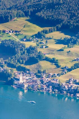 lake Wolfgangsee, town St. Wolfgang, boats, excursion boat St. Wolfgang im Salzkammergut Oberösterreich, Upper Austria Austria Salzkammergut
