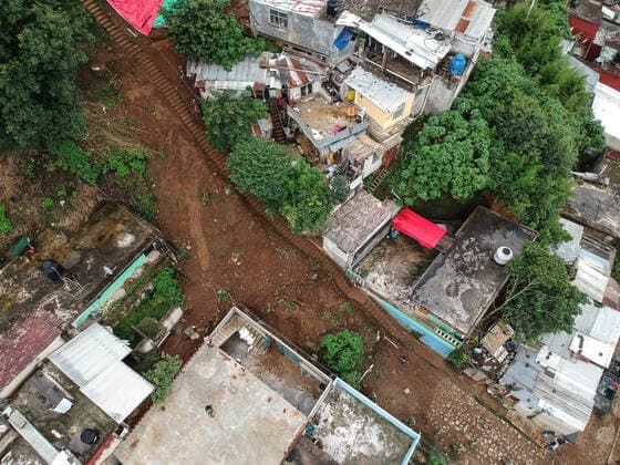 June 25, 2020, Jalapa, Veracruz, Mexico: Aerial view of a landslide in Jalapa. Members of the Mexican army are helping families affected by the landslides that have occurred since June 24. The damage so far is incalculable. Xalapa Mexico - ZUMAqp1_ 20200625_zip_qp1_003 Copyright: xHectorxAdolfoxQuintanarxPerezx