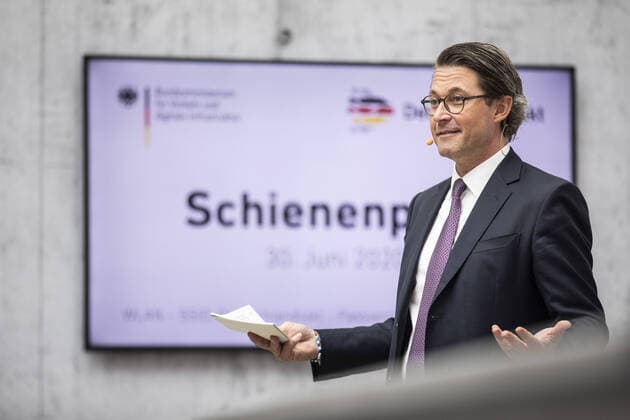 Andreas Scheuer, Bundesminister fuer Verkehr und digitale Infrastruktur, aufgenommen im Rahmen der Vorstellung und Unterzeichnung des Schienenpaktes in Berlin, 30.06.2020. Berlin Deutschland *** Andreas Scheuer, Federal Minister for Transport and Digital Infrastructure, recorded during the presentation and signing of the Rail Pact in Berlin, 30 06 2020 Berlin Germany Copyright: xFlorianxGaertner photothek.netx