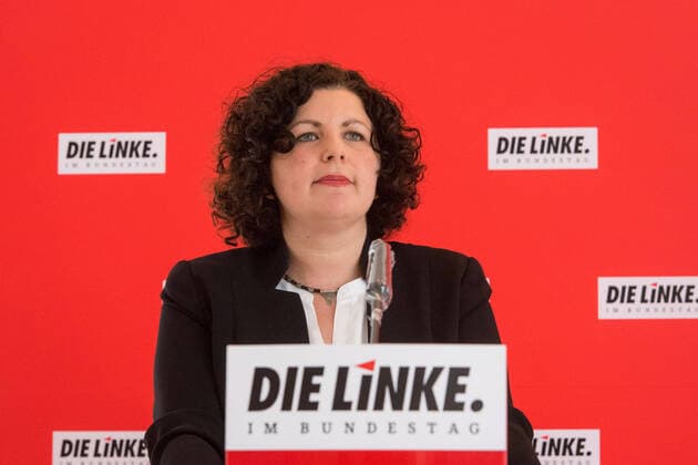 Berlin, Pressekonferenz Fraktion DIE LINKE Deutschland, Berlin - 30.06.2020: Im Bild ist Amira Mohamed Ali (Fraktionsvorsitzende DIE LINKE im Bundestag) während der Pressekonferenz der Fraktion im deutschen Bundestags zu sehen. Berlin Bundestag Berlin Deutschland