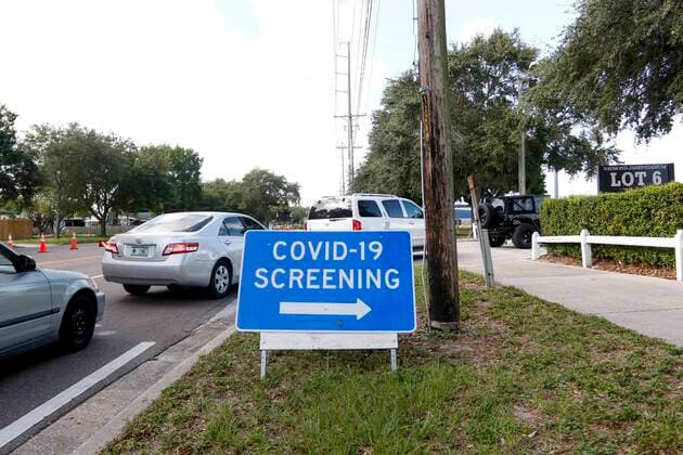 June 27, 2020, Tampa, Florida, USA: Cars line up outside Raymond James Stadium in Tampa, where the state expanded COVID-19 testing, on Tuesday, June 30, 2020 Tampa USA - ZUMAs70_ 20200627_zan_s70_025 Copyright: xIvyxCeballox