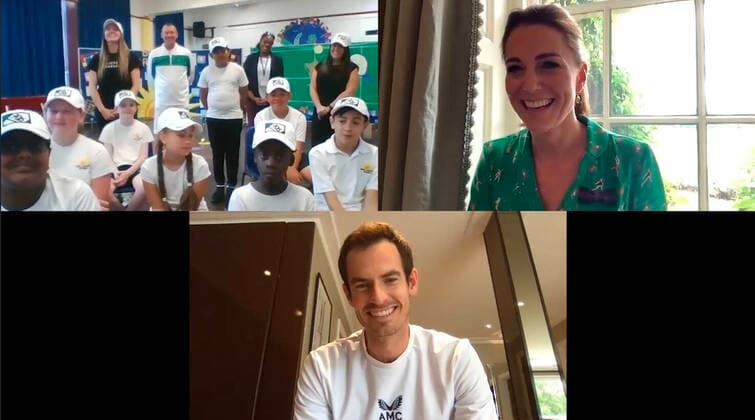 Bilder des Jahres 2020, Entertainment 07 Juli Entertainment Themen der Woche KW28 News Bilder des Tages . 10 07 2020. London, United Kingdom. Kate Middleton, The Duchess of Cambridge speaks to students from Bond Primary School in Mitcham, United Kingdom, via video call, ahead of what would have been the final weekend of the Wimbledon Tennis Championships. During the call, Kate was joined by surprise guest Ð former Wimbledon Champion, Andy Murray.  xPoolx xi-Imagesx IIM-21416-0002