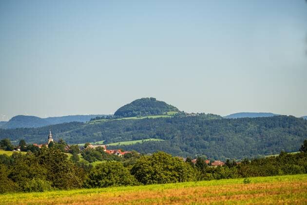  panoramic view to the hill Hohenstaufen in Germany Copyright: xhuaox Panthermedia28251450