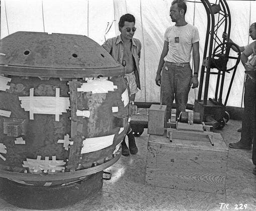 ...... Today (16 July) marks the chilling anniversary of the detonation of the first ever nuclear bomb. Now, I am become Death, the destroyer of worlds. J. Robert Oppenheimer, speaking at the detonation of his invention, the first atomic bomb. On 16 July 1945, the ?Trinity? nuclear test plunged humanity into the so-called Atomic Age. The first-ever nuclear bomb was detonated in New Mexico, at the Alamogordo Test Range. Nicknamed the gadget, the plutonium-based implosion-type device yielded 19 kilotons, creating a crater over 300 metres wide. Three weeks after the test, on 6 and 9 August 1945, nuclear bombs one of them based on the Trinity design - were dropped on the Japane Copyright: xx 40719186 EDITORIAL USE ONLY. NOT FOR USE BY NEWSPAPERS BASED IN THE UK.