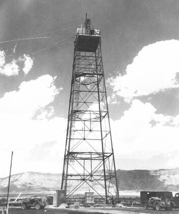 ...... Today (16 July) marks the chilling anniversary of the detonation of the first ever nuclear bomb. Now, I am become Death, the destroyer of worlds. J. Robert Oppenheimer, speaking at the detonation of his invention, the first atomic bomb. On 16 July 1945, the ?Trinity? nuclear test plunged humanity into the so-called Atomic Age. The first-ever nuclear bomb was detonated in New Mexico, at the Alamogordo Test Range. Nicknamed the gadget, the plutonium-based implosion-type device yielded 19 kilotons, creating a crater over 300 metres wide. Three weeks after the test, on 6 and 9 August 1945, nuclear bombs one of them based on the Trinity design - were dropped on the Japane Copyright: xx 40719194 EDITORIAL USE ONLY. NOT FOR USE BY NEWSPAPERS BASED IN THE UK.