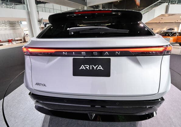 Nissan Motors new electric crossover SUV Ariya displayed at the gallery of Nissan Motors global headquarters in Yokohama, Kanagawa-Prefecture, Japan on Saturday, July 18, 2020. Nissan unveiled new Ariya during a virtual event at the soon-to-open Nissan Pavilion in Yokohama on July 15.  TKP2020071811 KEIZOxMORI