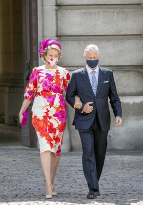 Bilder des Jahres 2020, Entertainment 07 Juli Entertainment Themen der Woche KW30 Entertainment Bilder des Tages 21-07-2020 Brussels Queen Mathilde and King Filip during the official celebration on the occasion of Today s Belgian National Day, at the Paleizenplein Place des Palais, in Brussels. The ceremony pays tribute to the health workers who tackled the Covid-19 crisis.  Copyright: xPPEx
