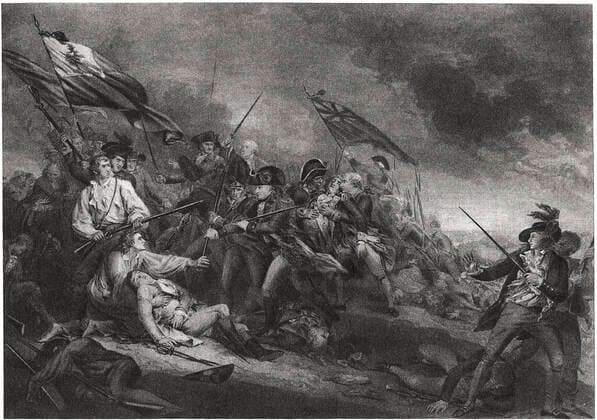 The Death of General Warren at the Battle of Bunker s Hill, 17 June, 1775, Painting by John Trumbull1825, Printed 1913  Copyright: xJTxVintagex jtv007076