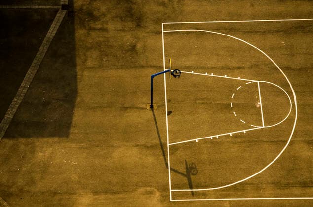 Aerial view of empty basketball court; Calais, Pas de Calais, France  Copyright: RickxSenley 13412897