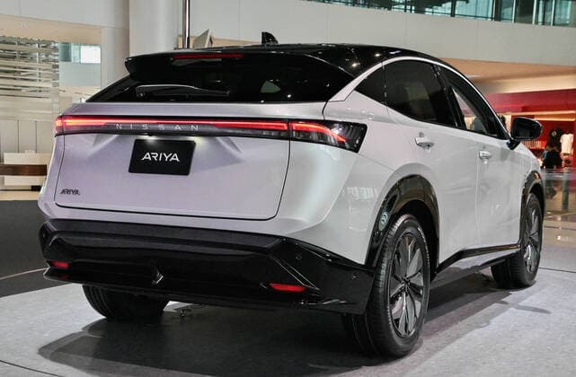 Nissan Motors new electric crossover SUV Ariya is displayed at the gallery of Nissan Motors global headquarters in Yokohama, Kanagawa-Prefecture, Japan on July 18, 2020.  (141329826)