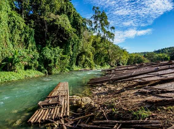 Rafts at the river bank of Martha Brae, Trelawny Parish, Jamaica, West Indies, Caribbean, Central America Copyright: KarolxKozlowski 1245-2074
