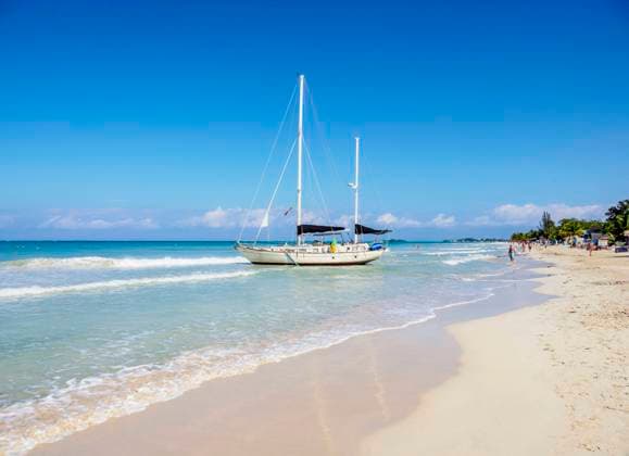 Sailing Ship at Seven Mile Beach, Long Bay, Negril, Westmoreland Parish, Jamaica, West Indies, Caribbean, Central America Copyright: KarolxKozlowski 1245-2082 Editorial Use Only
