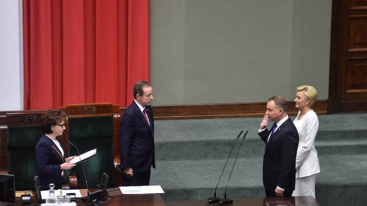 Bilder des Jahres 2020, News 08 August News Themen der Woche KW32 News Bilder des Tages 06.08.2020 WARSZAWA SEJM RP ZGROMADZENIE NARODOWE ZAPRZYSIEZENIE PREZYDENTA ANDRZEJA DUDY NA II KADENCJE ANDRZEJ DUDA FOT DAMIAN BURZYKOWSKI NEWSPIX.PL WARSAW POLAND Polish Parliament. National Assembly The swearing-in of the President of Poland Andrzej Duda --- Newspix.pl  DB060820_061