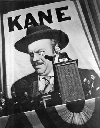 CITIZEN KANE ORSON WELLES Date: 1941. Strictly editorial use only in conjunction with the promotion of the film. Credit line mandatory. This image is copyright of the film company and is supplied under the terms of issue as film still. No commercial or book cover use permitted without prior consent from the film company.  Mandatory credit line: Image courtesy RKO RADIO PICTURES Ronald Grant Archive Mary Evans