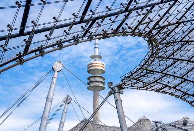 Olympiaturm mit Olympia-Zeltdach, Olympiapark, Olympiagelände, München, Oberbayern, Bayern, Deutschland, Europa *** Olympic tower with Olympic tent roof, Olympic park, Olympic grounds, Munich, Upper Bavaria, Bavaria, Germany, Europe Copyright: imageBROKER NathaliexLieckfeld ibxnal05819671.jpg